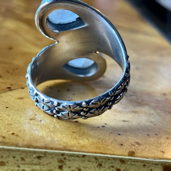 Natural Rainbow Moonstone Sterling Silver Ring Size 7 - Picture 5 of 9